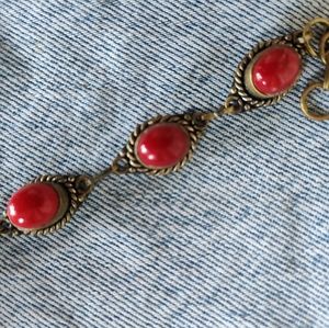 Brass and Coral Bracelet